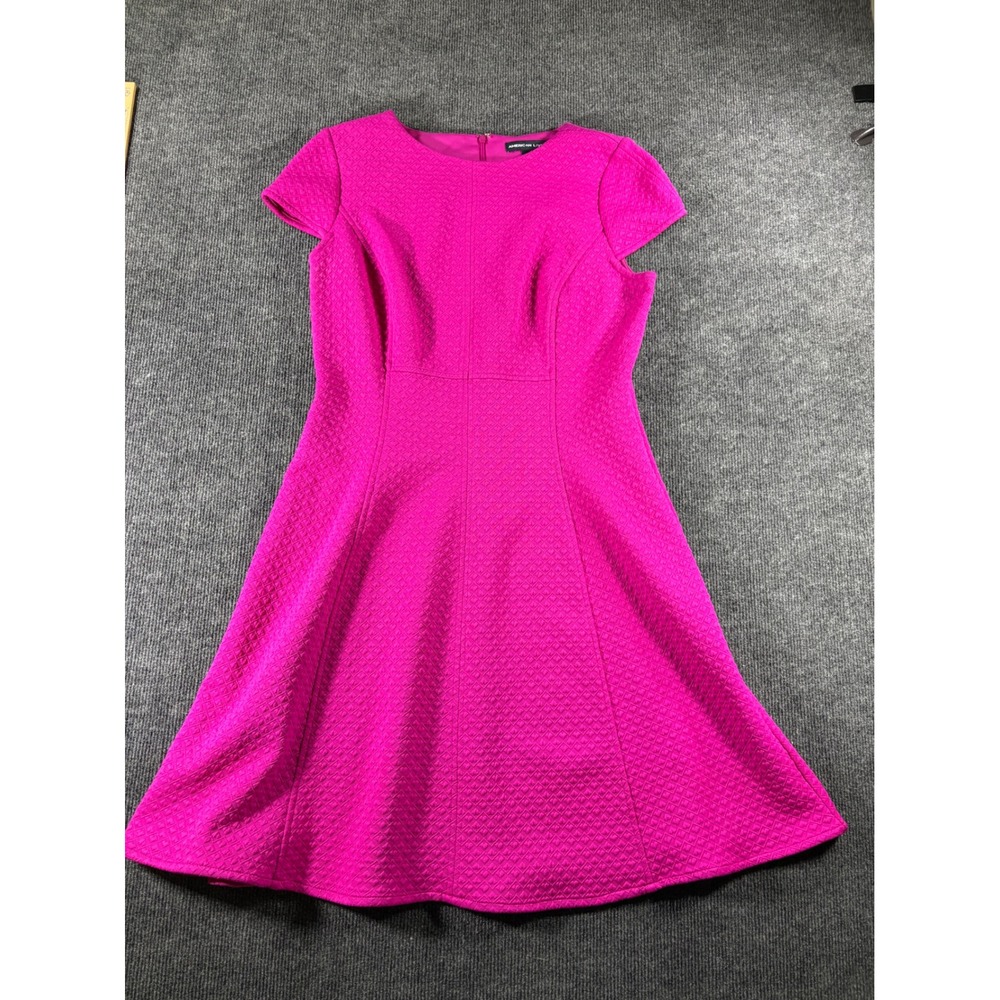 American Living Womens Fuchsia Pink Textured Fit and‎ Flare Dress Size 12